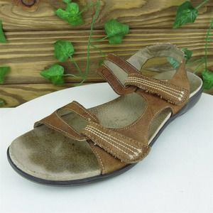 Trotters Women Sport Sandals Shoes Brown Leather Hook &‎ Loop Size 8 Medium